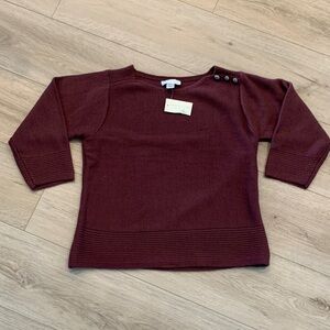Christopher & Banks Deep Burgundy Button-Accent Knit Top Size M NWT